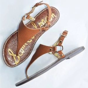 Sam Edelman Greta Thong Sandals — Cognac Leather — Size 9.5
